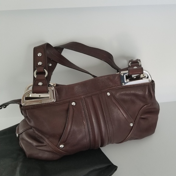 Makowsky brown w/silver metal soft leather hobo - Picture 1 of 5